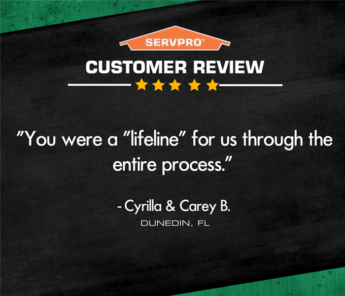 A customer review “You were a 'lifeline' for us through the entire process.” Written on a black background.