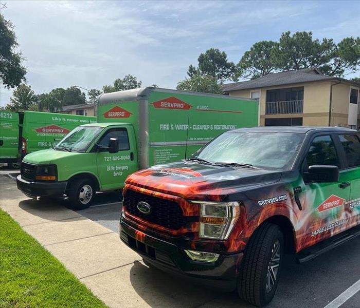 servpro parked vehicles at work